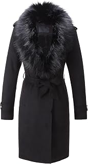 BELLIVERA Women's Trench Coat Autumn Clothing Winter Trendy Long Faux Leather Jacket