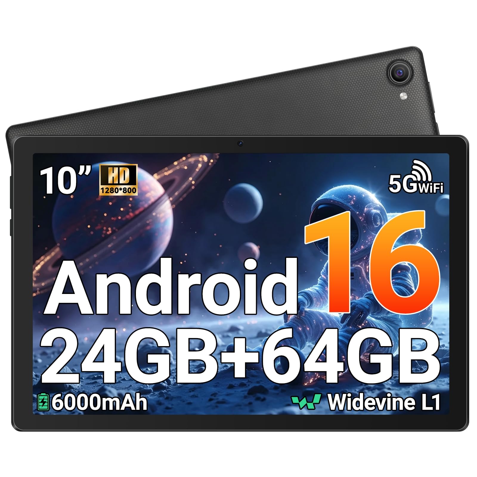 Gleeso Tablet 10 inch Android 16, 24GB+64GB/1TB TF, Face ID丨OTG, IPS丨1280*800丨Wi