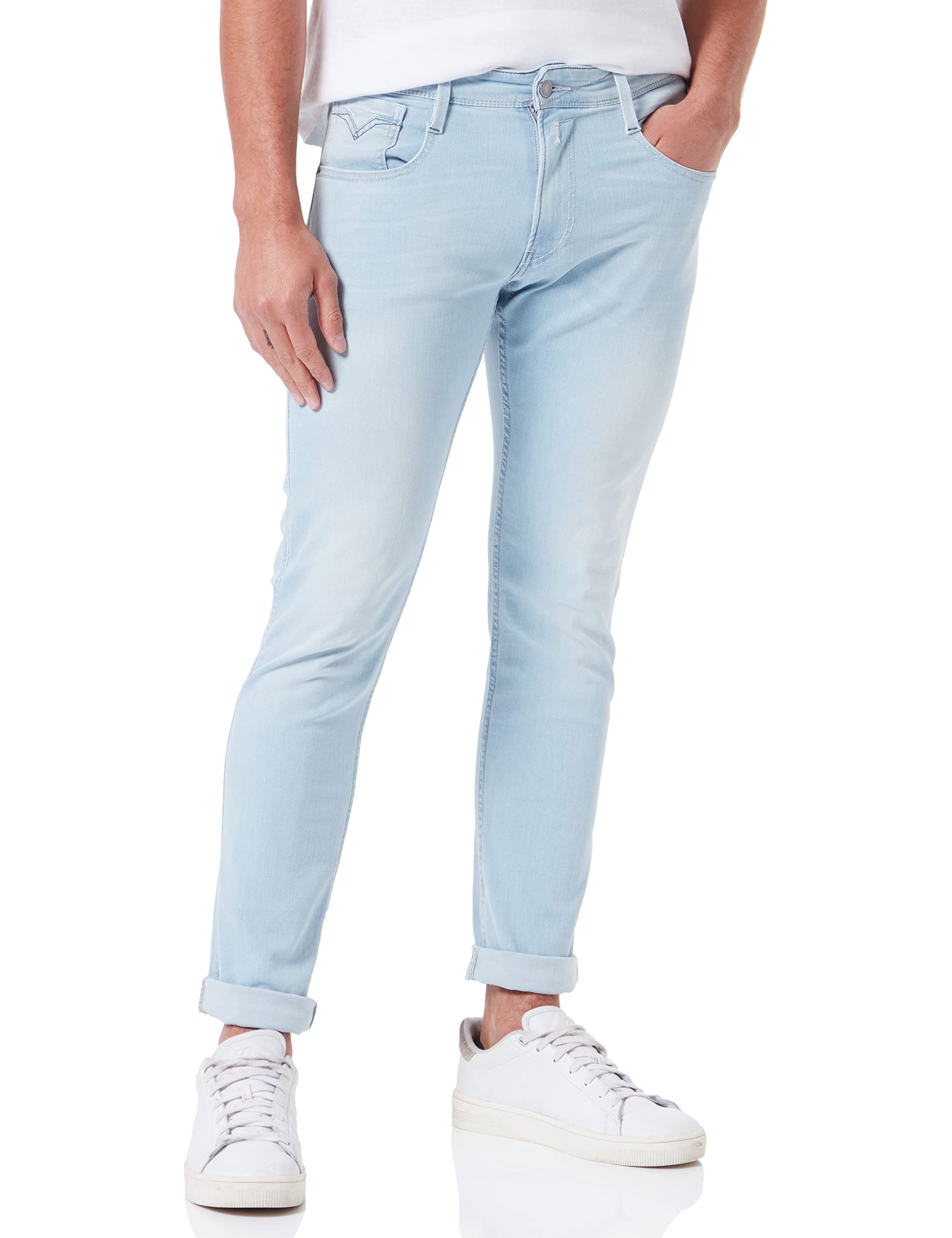 Replay Anbass Men's Slim Fit Stretch Jeans, Blue (11 Super Light Blue), 33W / 34