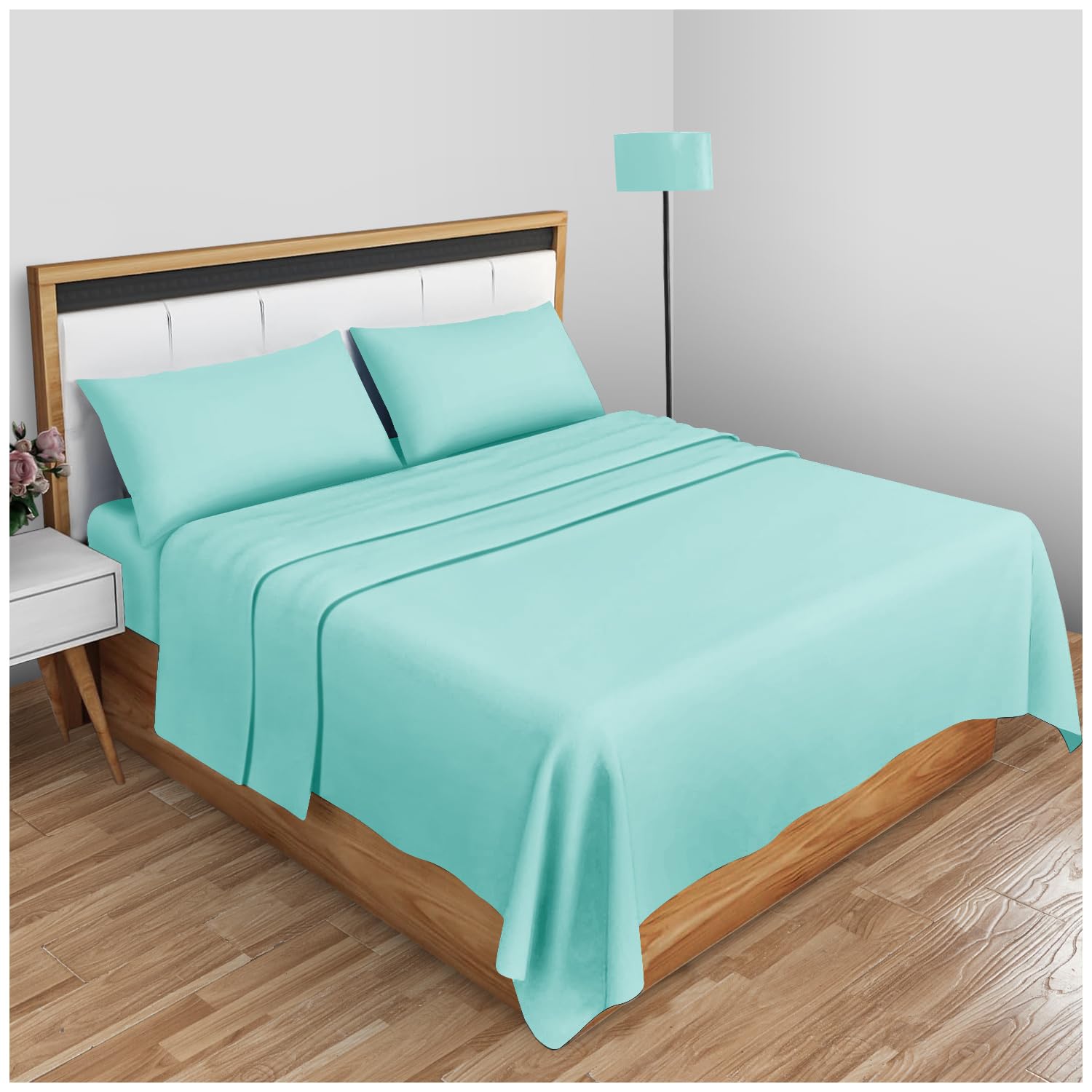 GC GAVENO CAVAILIA Super Soft Plain Dyed Diamond Flat Sheet [ King - Aqua ]