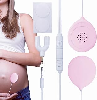 BlissKiss Baby Bump Headphones: Pregnancy Headphones for Belly, Safely Play Music &amp; Voices to Baby in Womb - Featherlite, Portable Belly Speakers Gift for Moms