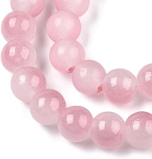 50pcs Crystal Glass Beads 10mm Round Beads for Jewelry Making, Smooth Round Spacer Beads Synthetic Jade Glass Beads for DIY Earrings Necklace Bracelets