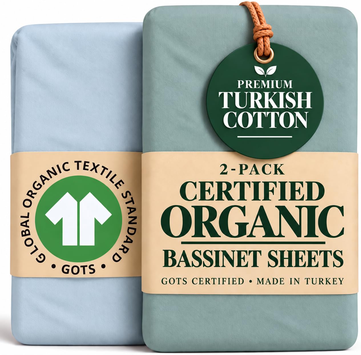 2 Pack Thick Organic Cot Bed Sheets 140 x 70 Fitted, for 140x70 Mattress