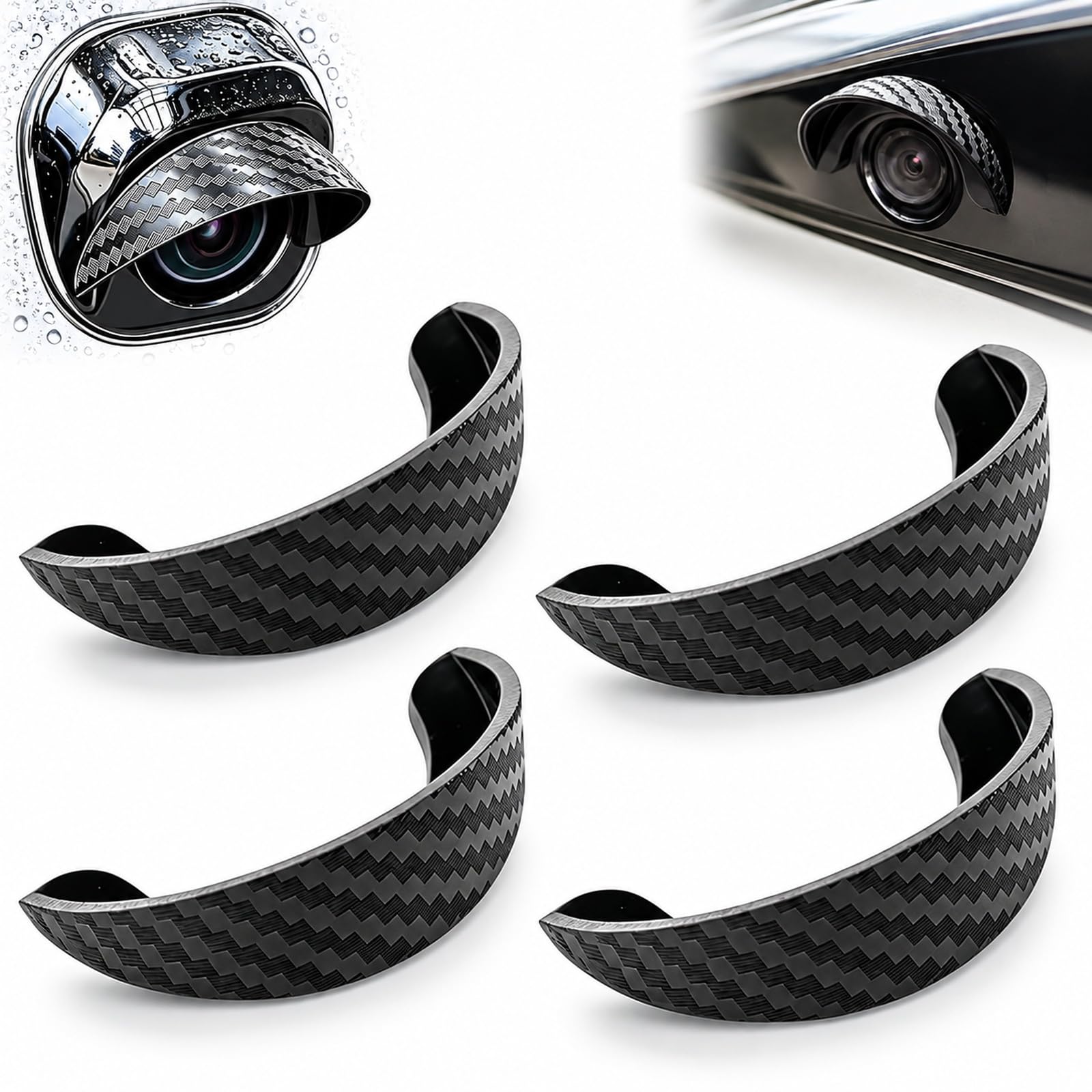 Backup Camera Rain Shield,Rear View Camera Hood,4Pcs Camera Rain Cover | Curved 