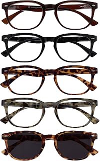 OPULIZE The Company Reading Glasses Brown Black Grey Readers With Sun Readers Pack 5 Men Women Spring Hinges RRRRS14-212T72T +1.50