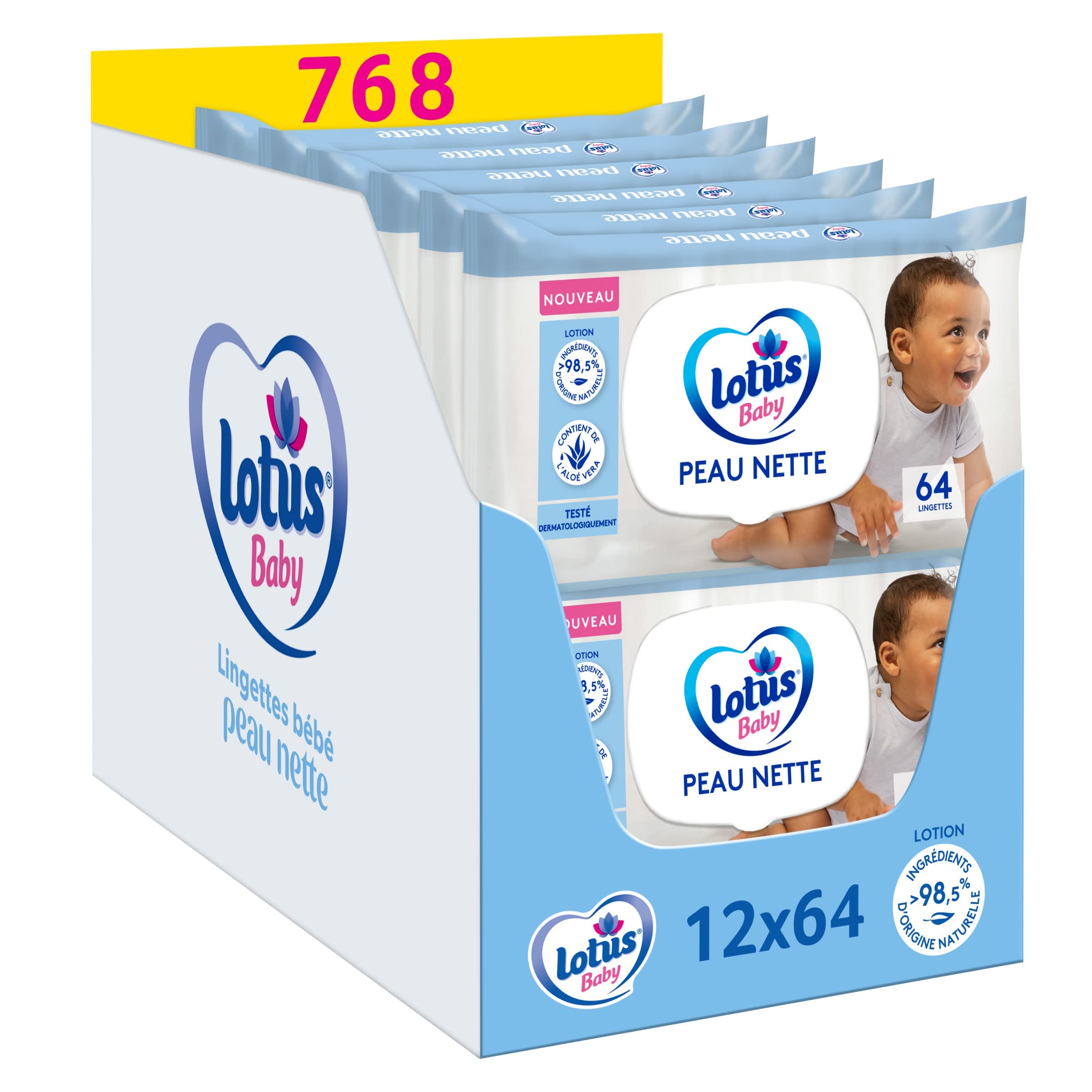Lotus Baby Clean Skin Baby Wipes - Pack of 12 x 64