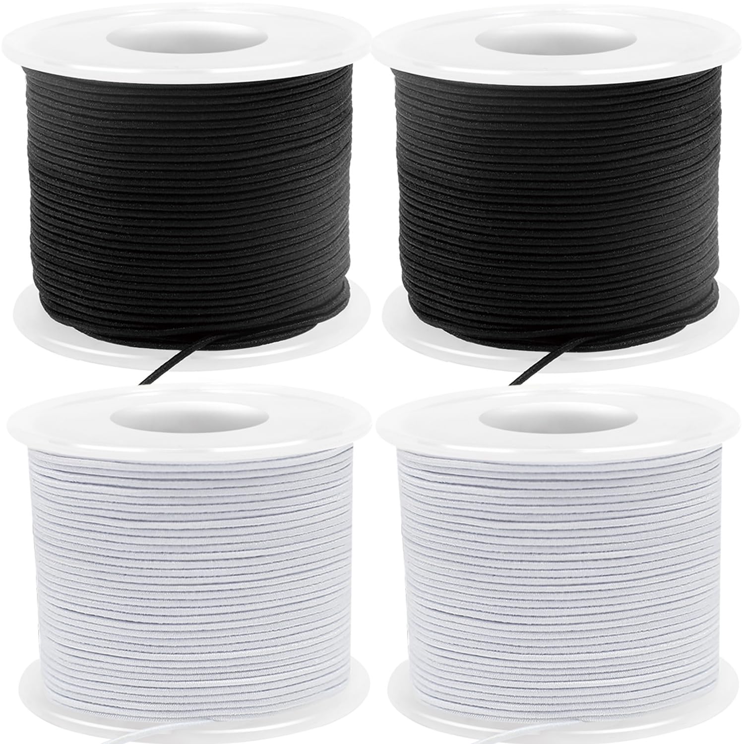 220 Yards Stretchy Bracelet String, 1mm Elastic String for Bracelets, 2 White & 