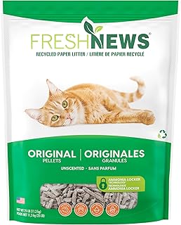 Fresh News Original Pellet Non-Clumping Paper Cat Litter, 25 Pound | 100% Post Consumer Recycled Paper, Unscented, 2x Odor Control and Absorption, 100% Non-Allergenic, 99% Dust Free, Made in USA