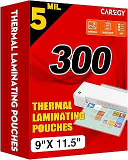 CAREGY 300 Pack Laminating Sheets, Holds 8.5 x 11 Inch Sheets,5 Mil | 9 x 11.5 Inches Thermal Laminating Pouches for Laminator, Clear, Letter Size, Office and School Supplies