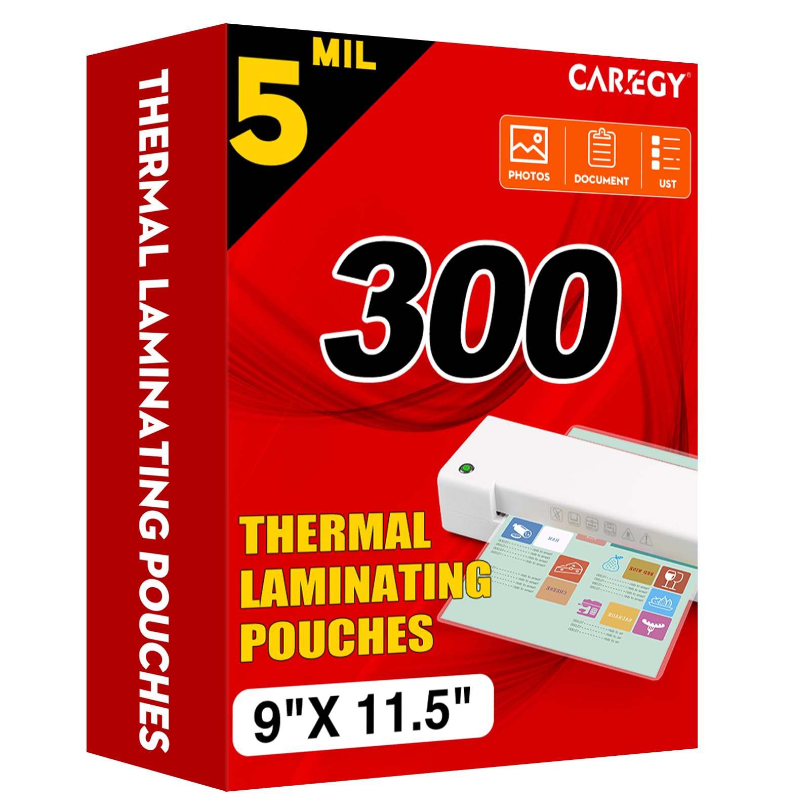 CAREGY 300 Pack Laminating Sheets, Holds 8.5 x 11 Inch Sheets,5 Mil | 9 x 11.5 I