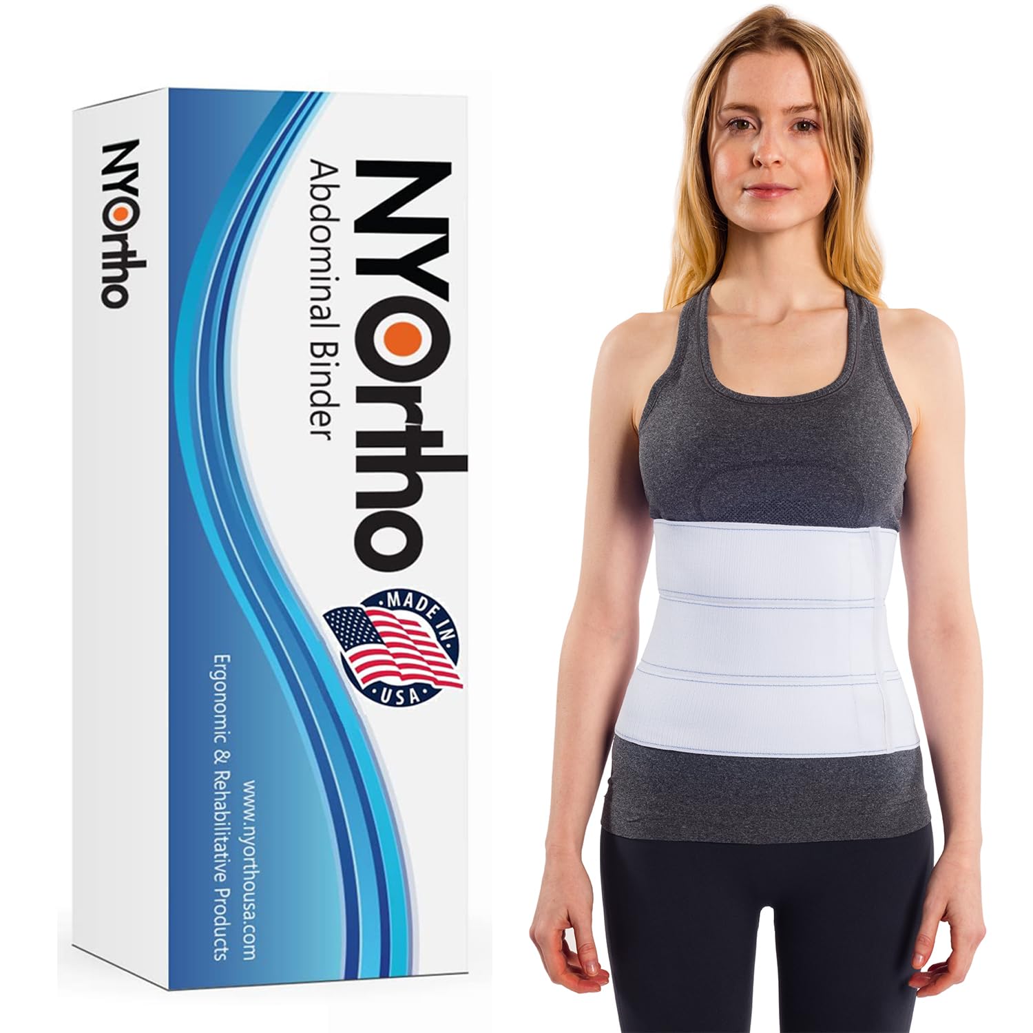 NYOrtho Abdominal Binder Lower Waist Support Belt - Compression Wrap for Men and