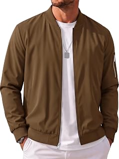 MAGCOMSEN Bomber da uomo leggero casual giacca a vento primavera autunno zip cappotto con 5 tasche