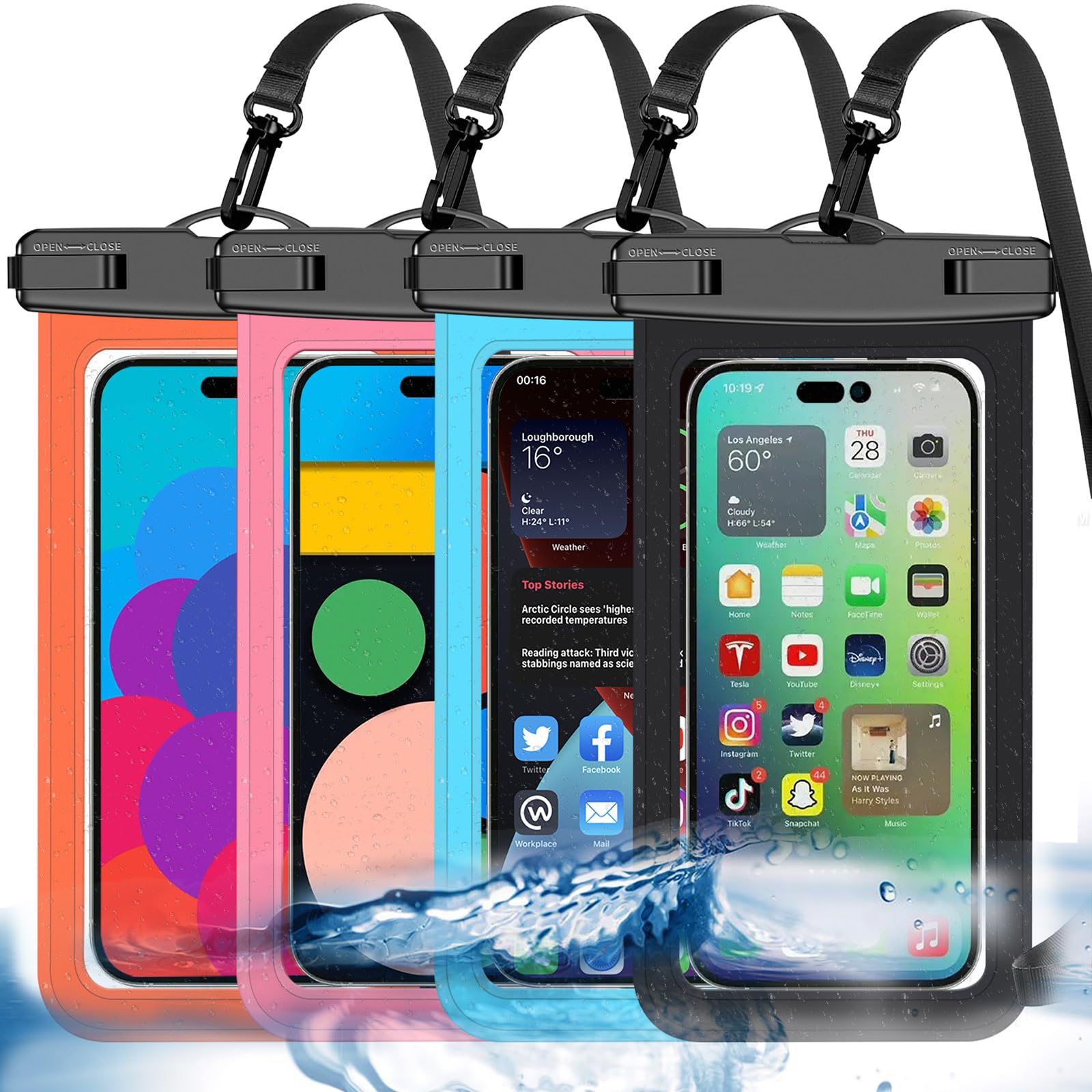 Waterproof Phone Pouch,4 Pack Multicolor Phone Waterproof Case Dry Bag,Protectio