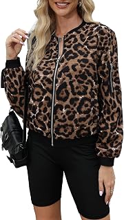 Argstar Women's Bomber Jacket Lightweight Casual Windbreaker with Pockets S-3XL