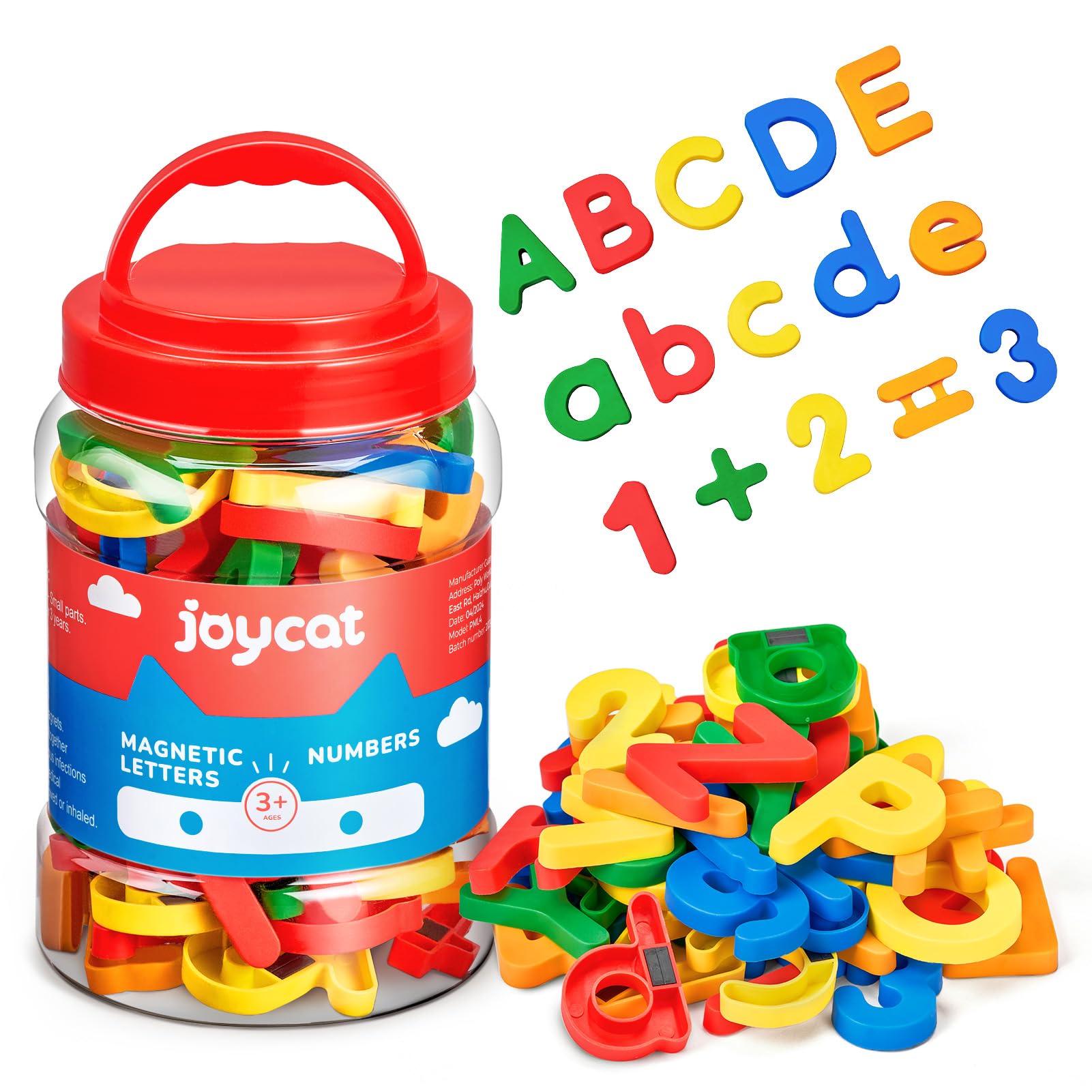 JoyCat Magnetic Letters Numbers Alphabet ABC 123 Fridge Magnets, 78 Pcs | Colorf