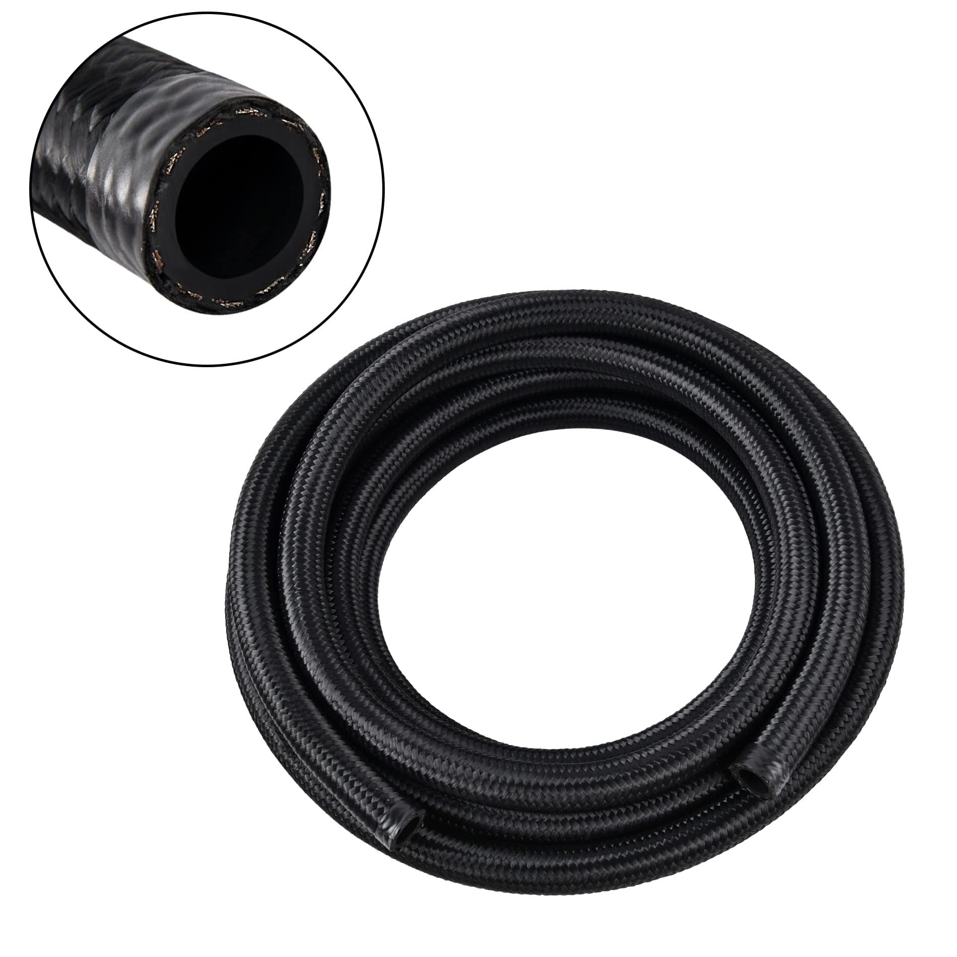 EVIL ENERGY 10AN Fuel Line CPE Nylon Braided AN10 Fuel Hose 5FT Black | 3-Layer 
