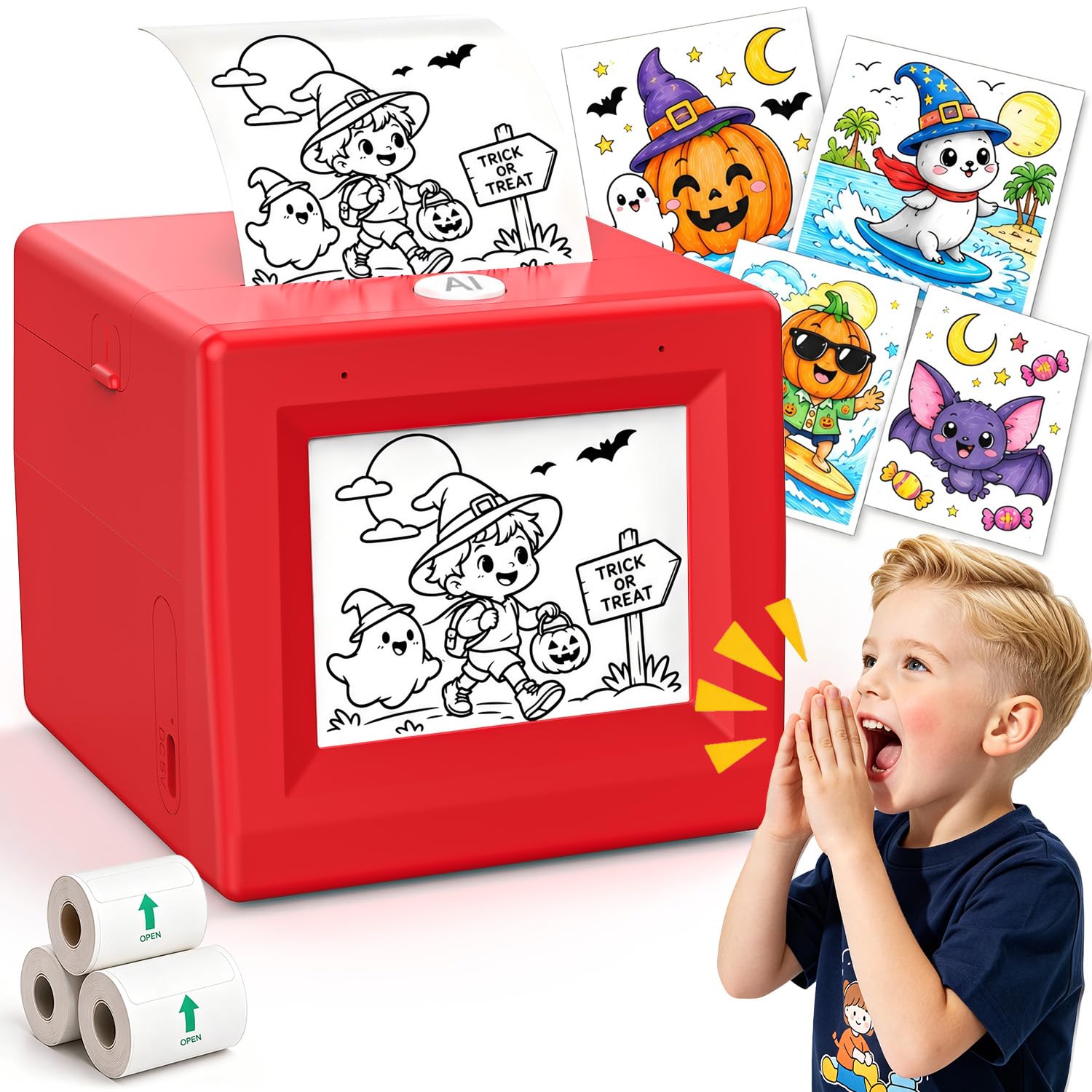 Warmeight AI Sticker Printer for Kids: AI Voice-Powered Sticker Maker Machine Bo