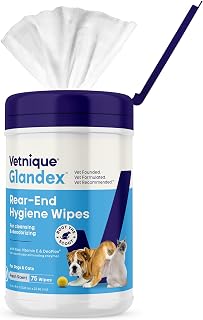 Vetnique Glandex Rear End Wipes for Dogs & Cats, Anal Gland Hygiene | Deodorizing Dog & Cat Wipes for Paws & Butt, Boot The Scoot with DeoPlex Enzyme, Aloe & Vitamin E, Alcohol Free, 75ct