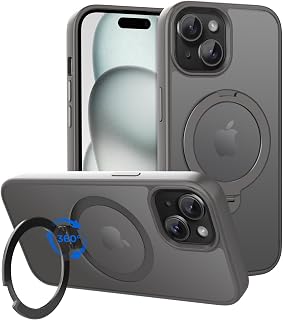 CACOE Magnetic Case for iPhone 15 with Stand, Compatible with MagSafe Gray