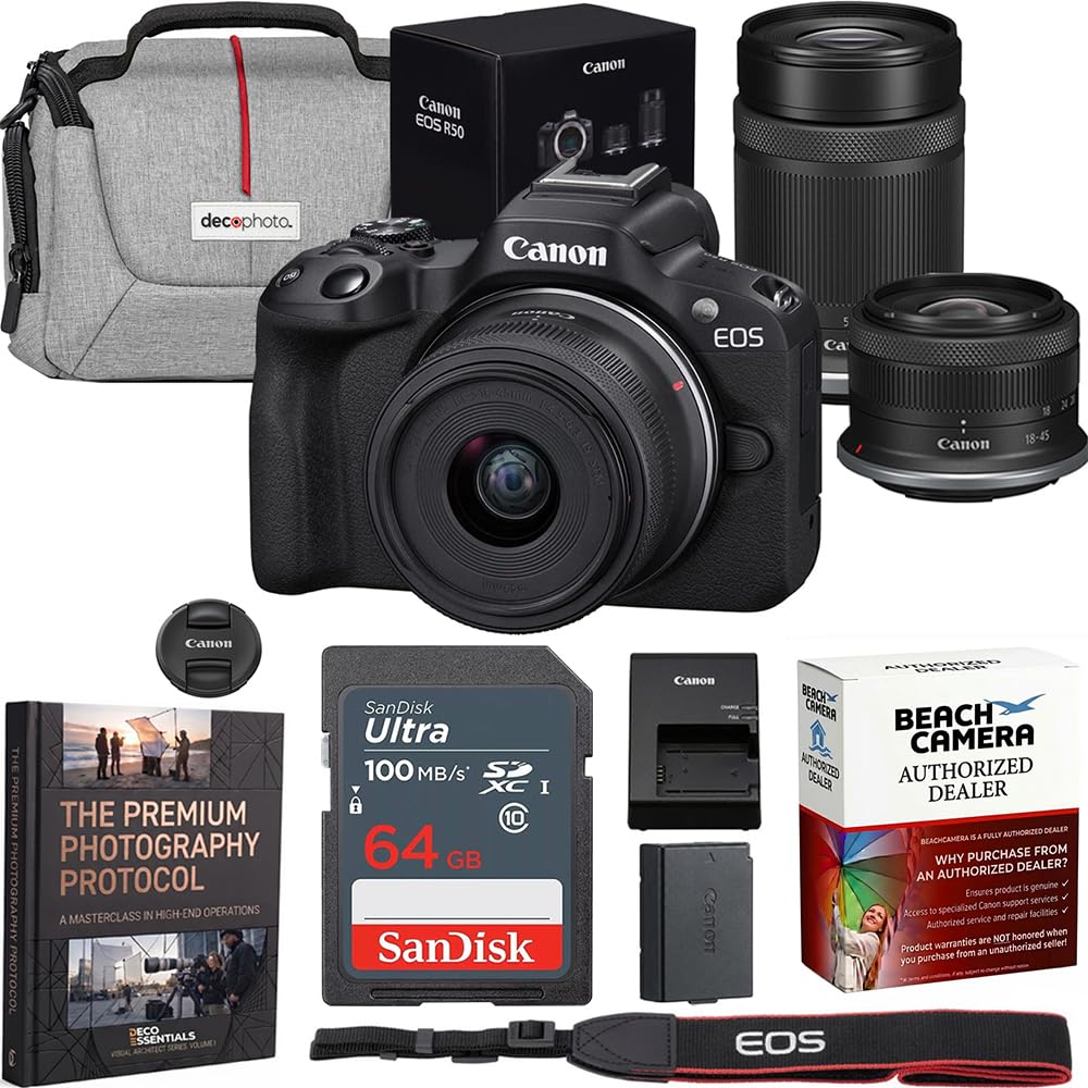 Canon EOS R50 Mirrorless Camera with 2 Lens Kit 18-45mm + 55-210mm Bundle | 5811