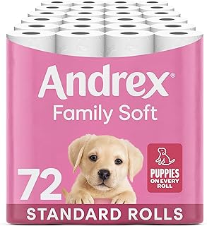 Andrex Family Soft Toilet Roll - 72 Toilet Rolls, Bulk Buy, Fragrance Free, FSC Certified