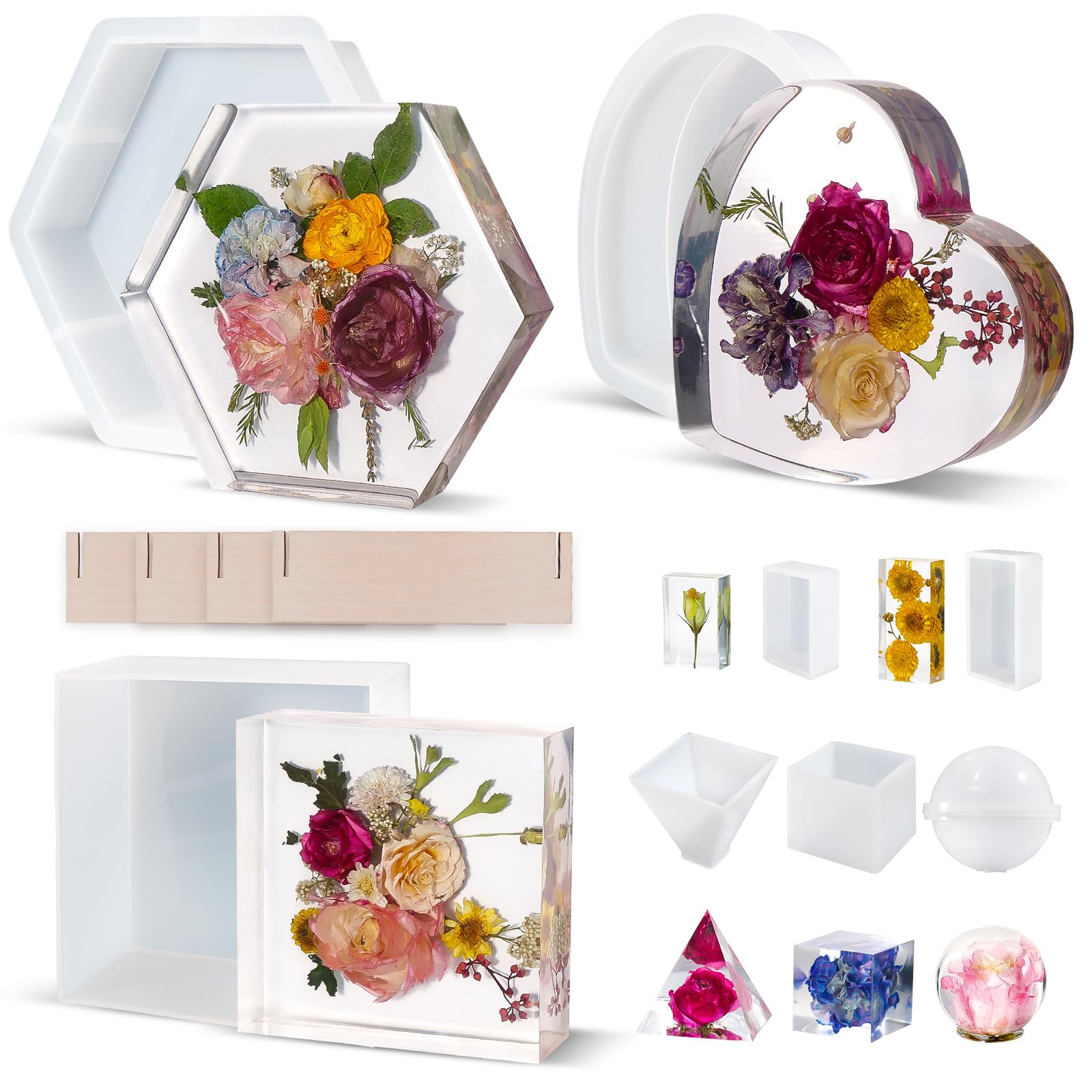 LET'S RESIN Deep Resin Molds, 8Pcs Flower Preservation Silicone Mold Set | Epoxy