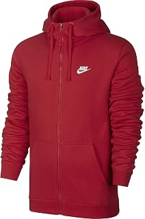 Nike Mens Sportswear Full Zip Club Hooded Sweatshirt University Red/White 804389-657 Size 2X-Large