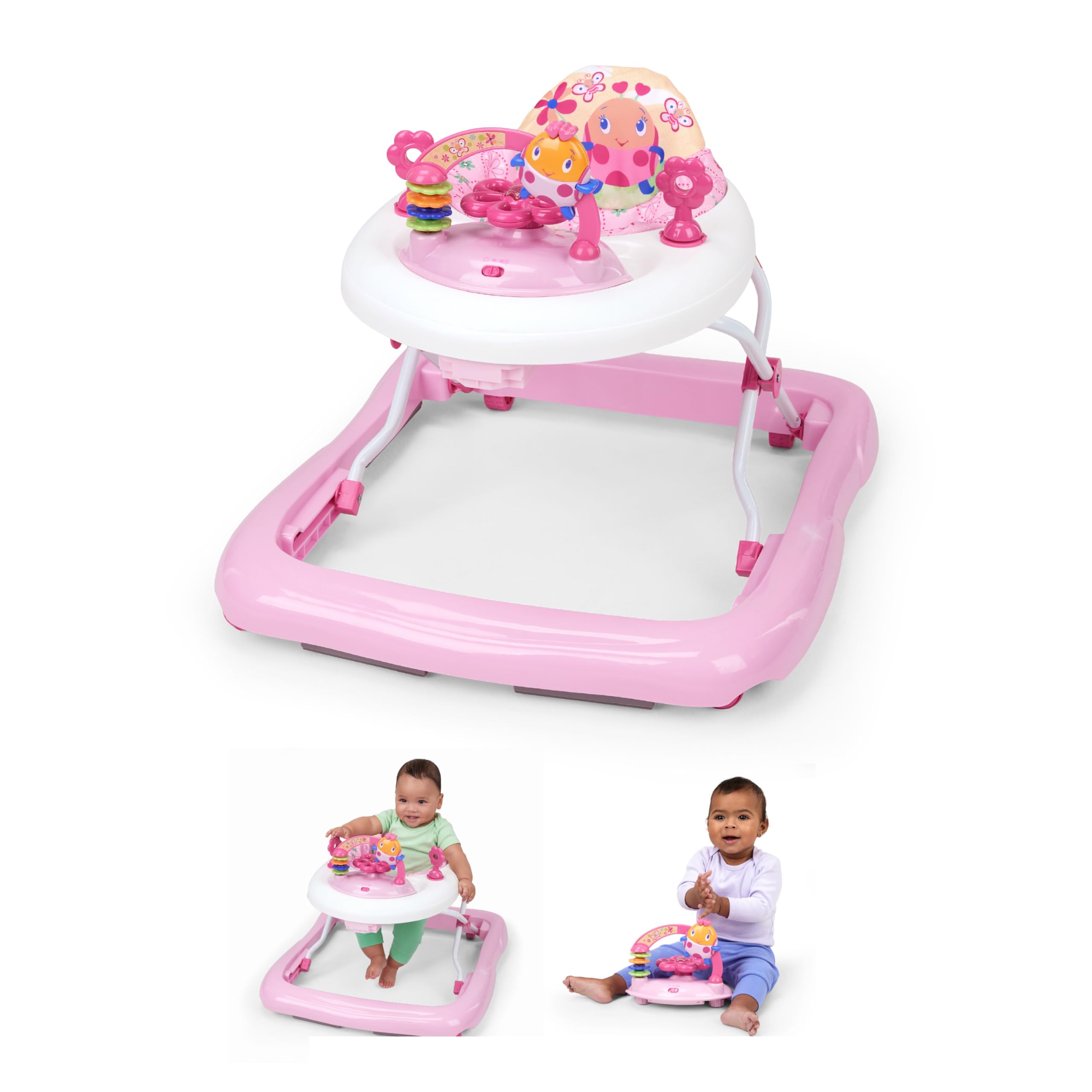 Bright Starts JuneBerry Walk-A-Bout Baby Walker and Entertainer, with Easy Fold 