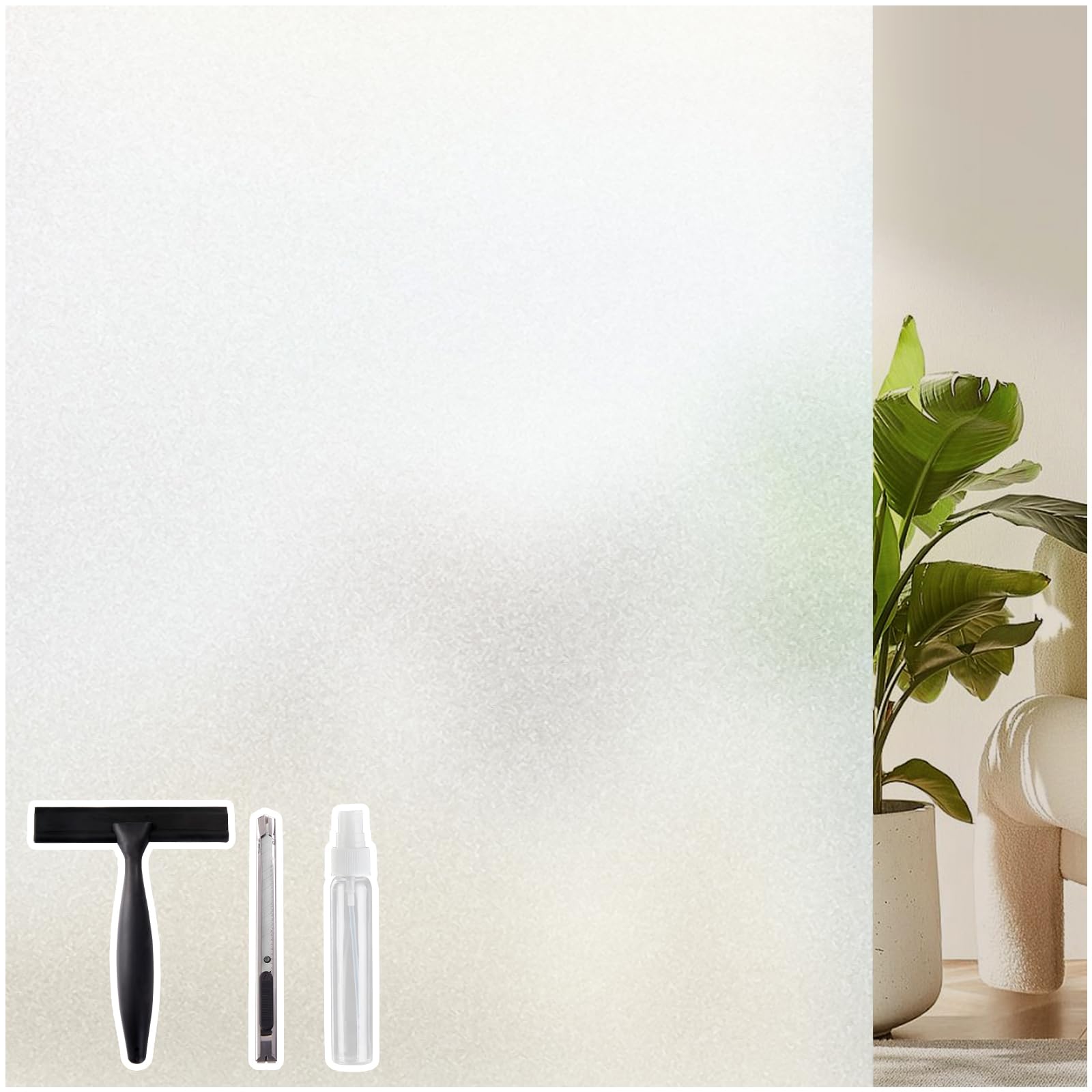 Coavas Window Films for Privacy with Tools Grid Line 17.5x78.7in,Frosted | Stati