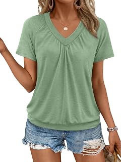 AUTOMET Womens Tops Short Sleeve V Neck T Shirts 2026 Summer Spring Blouses