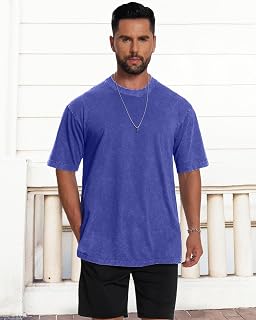 Oversized Tshirts for Men Short Sleeve Vintage Washed Basic Loose Tees