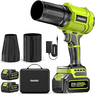 990,000 RPM Cordless Leaf Blower with 2 Batteries & Charger - Electric Handheld Blower, Lightweight, Double Run Time for Lawn, Yard, Patio, Garden Cleaning Green 1