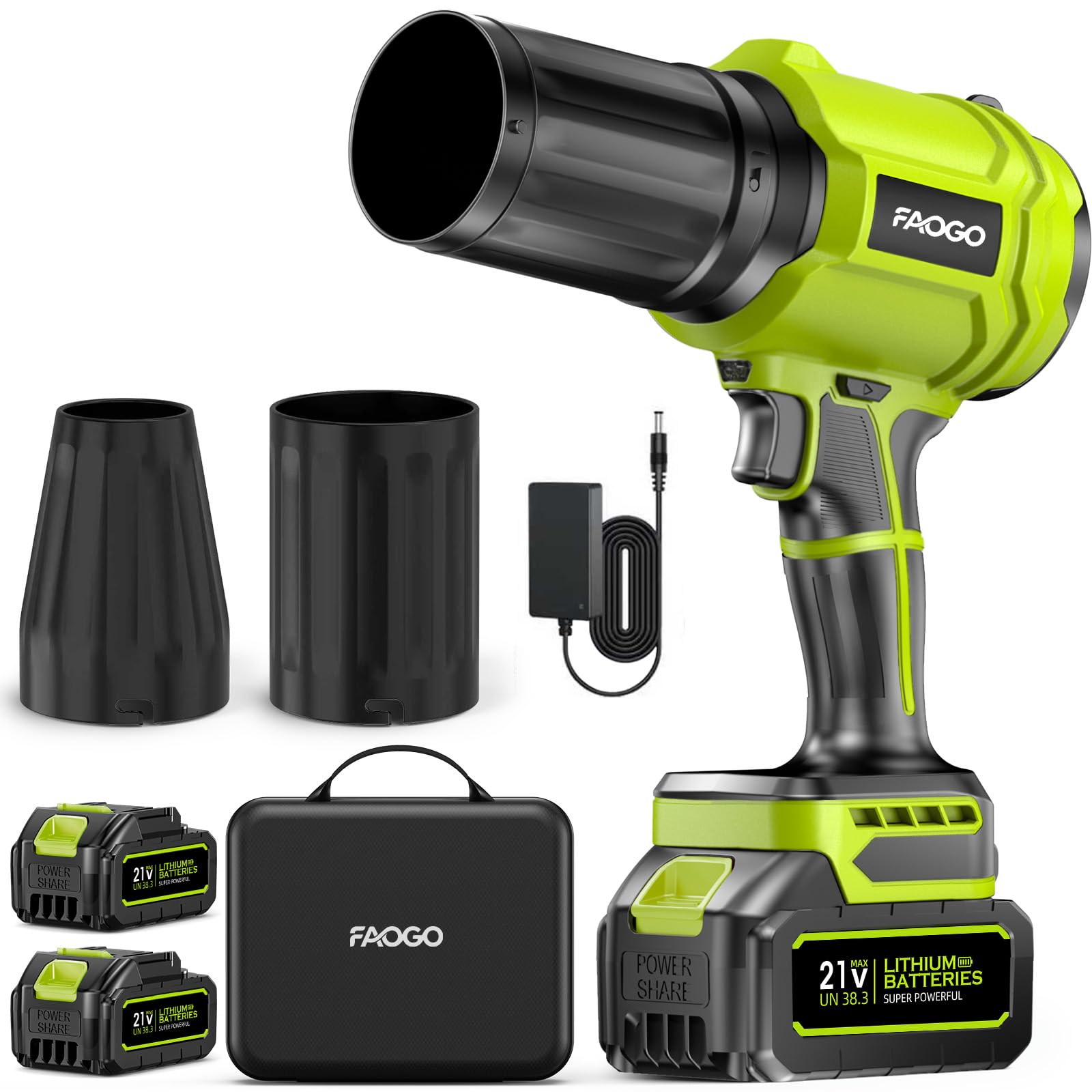 990,000 RPM Cordless Leaf Blower with 2 Batteries & Charger - Electric Handheld 