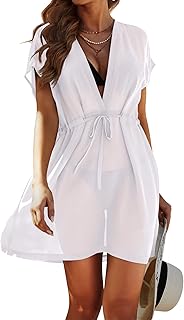 Avidlove Swimsuit Cover Ups for Women Beach Chiffon Swimwear Coverup Sheer Sexy V-Neck Beachwear