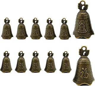 10 Pcs Small Bronze Feng Shui Bells Vintage Buddhism Jingle Bells Antique Chinese Prayer Bells for DIY Home Garden Door Hanging Wind Chimes Car