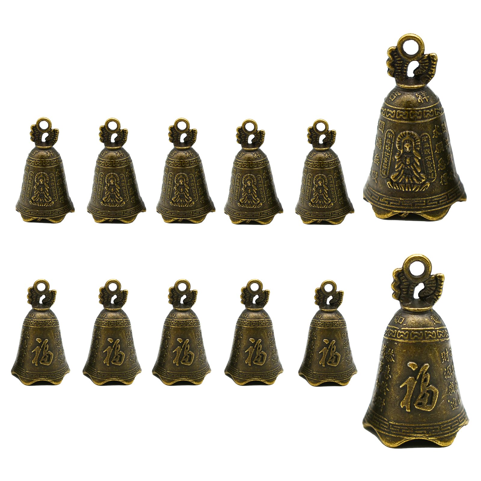 10 Pcs Small Bronze Feng Shui Bells Vintage Buddhism Jingle Bells Antique Chines