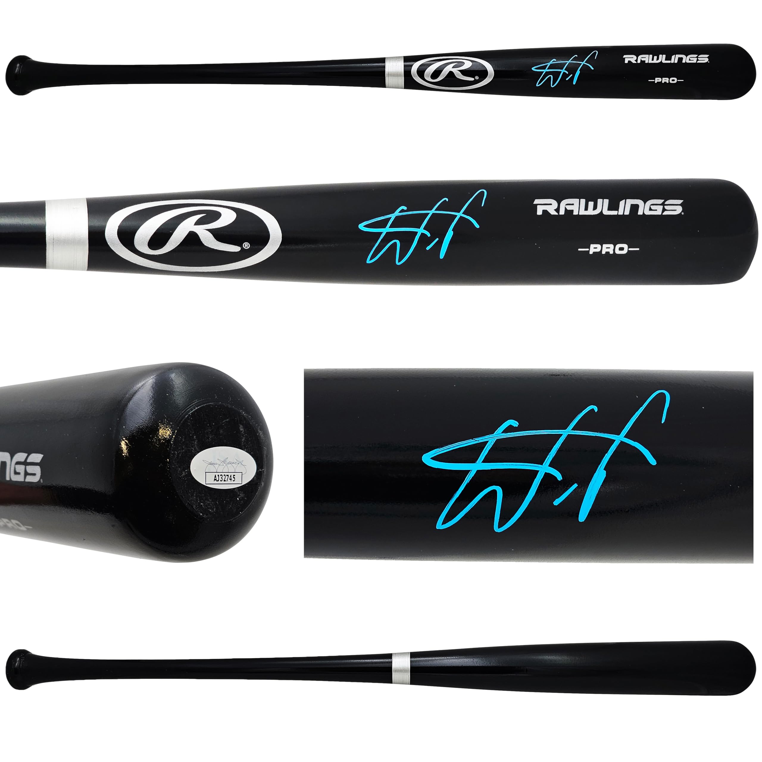 Wander Franco Autographed Black R.a.w.l.i.n.g.s Pro Baseball Bat JSA Stock #2158