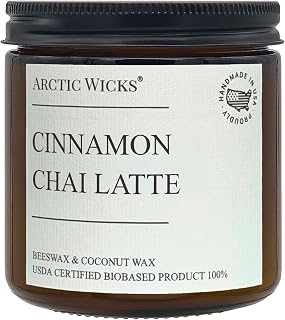 Arctic Wicks Cinnamon Chai Latte Candles, 16oz d | Non-Toxic Scented Coconut & Beeswax, Non-Toxic Fall Decor Gifts for Autumn, USDA Certified Biobased