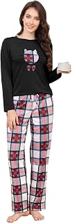 GAESHOW Womens Pajamas Set Cotton Pjs Long Sleeve Tops and Long Pants 2 Piece Sleepwear with Pockets