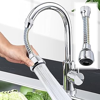 Flexible Kitchen Sink Faucet Extender, 360° Adjustable Hose Shower Head Spray, Dual Mode Spray Aerator Nozzle and Water Saving