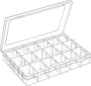 Mauproy 18 Grids Large Plastic Organizer Box with Adjustable Dividers | Small Tackle Boxes, Mini Bead Organizers with Hinged Lid, for Crafts, Jewelry, Small Items