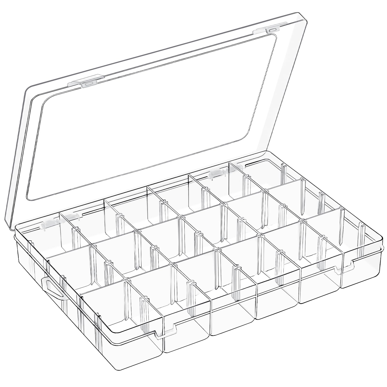 Mauproy 18 Grids Large Plastic Organizer Box with Adjustable Dividers | Small Ta