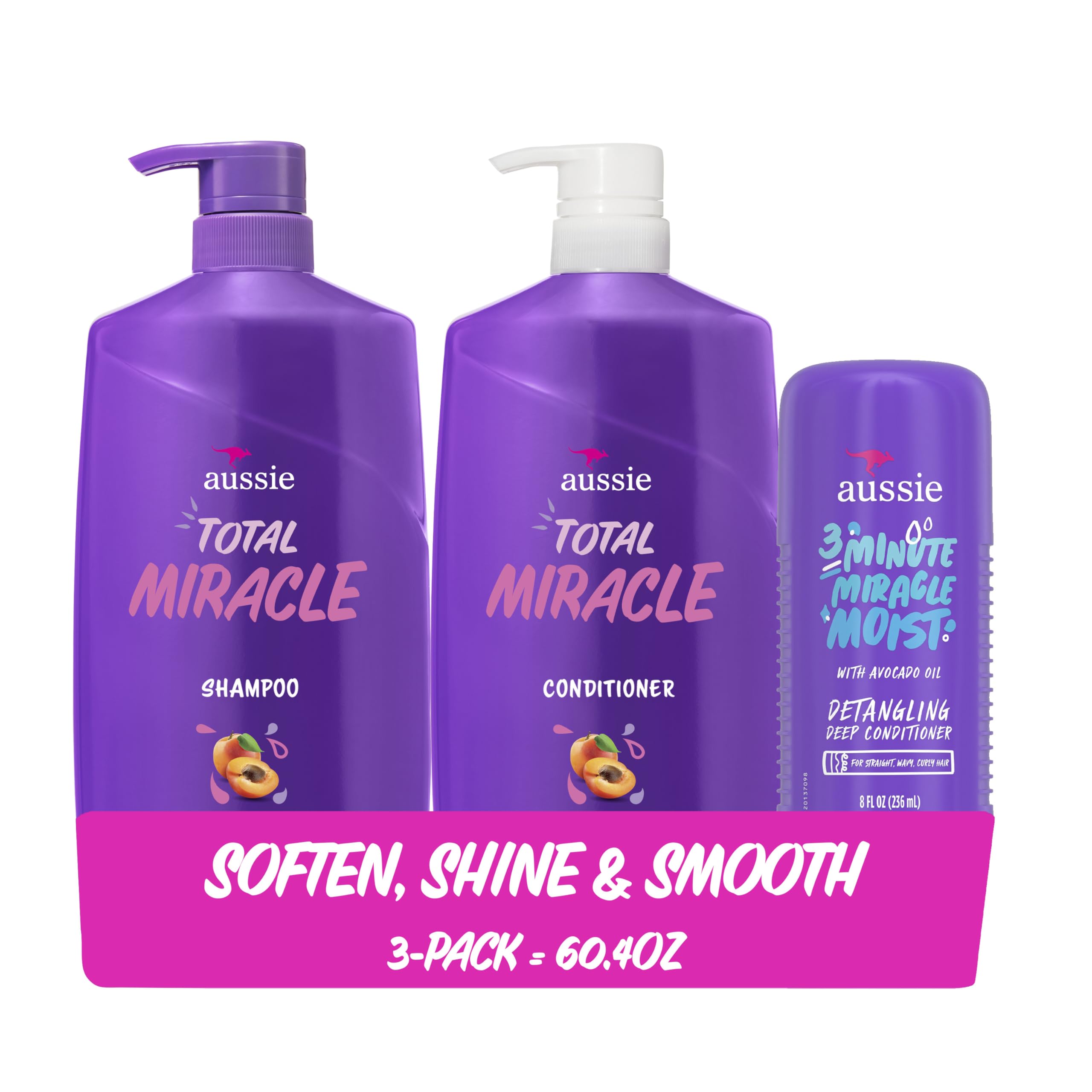Aussie Total Miracle Hair Care Bundle: Shampoo, Conditioner, and 3 Minute Deep T