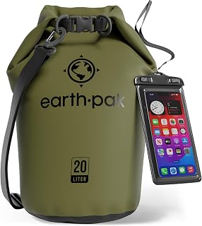 Earth Pak Waterproof Dry Bag - Roll Top Waterproof Backpack Sack Keeps Gear Dry for Kayak with Waterproof Phone Case