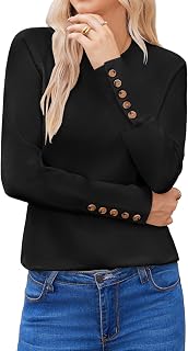 Hotouch Women's Elegant Long Sleeve Round Neck Knitted Autumn Winter Solid Color Sweater