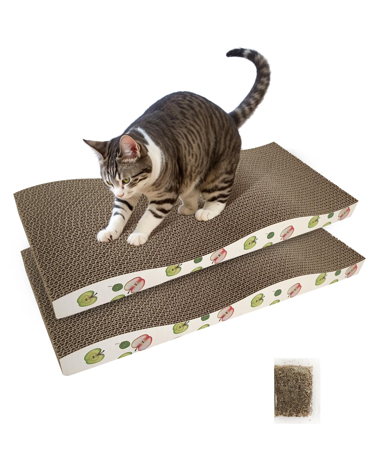 TIMHAKA Cat Scratching Board, Corrugate Cat Scratcher with Catnip, 2 Pack | Cat 