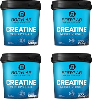 Bodylab24 Creatine Monohydrate, Tasteless, 4 x 500 g