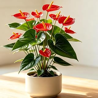 Anthurium 1-2 Live Plants Flamingo Lily | Air Purifying, Easy Care, Home Decor