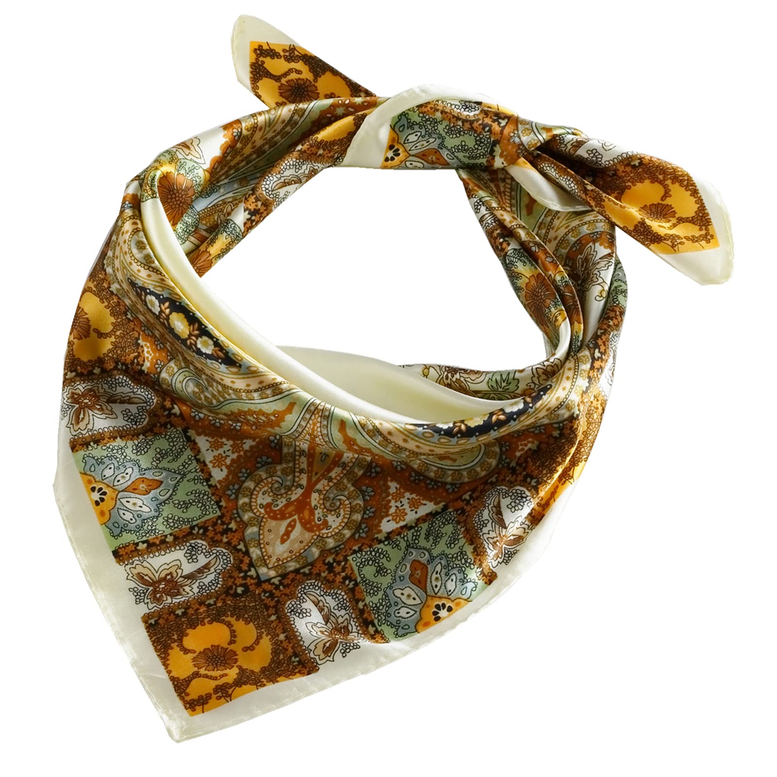 QBSM Womens 23.6 inch Satin Silk Feeling Formal Square Neck Scarf Head Hair Wrap