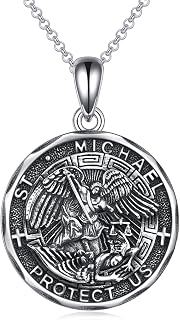 YFN Patron Saint Necklace Sterling Silver Amulet Medal Pendant Religious Jewellery Gift for Men Women